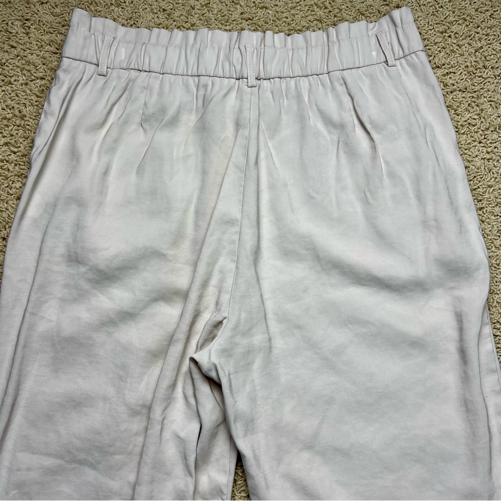 ZARA Tapered Cuffed Trouser Pants High Rise Elastic Waist Cream Ivory Size XL - Picture 5 of 10